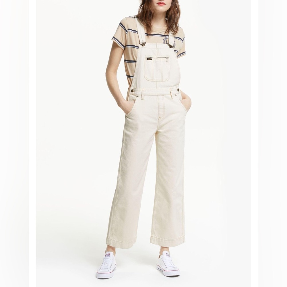 Lee Jeans Women's Cream Wide Bib Overalls Size Medium